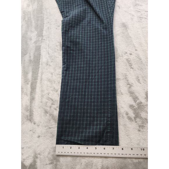 Ralph Lauren Plaid High Rise Straight Leg Pant Size 18 Blue Green Stretch Cotton - Picture 11 of 12